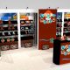 The MONT1020 is our most popular trade show exhibit designs because it’s ideal for displaying small items such as toys, shoes or jewelry. 550 linear feet of shelf space in a sturdy 20 ft truss booth. View 2