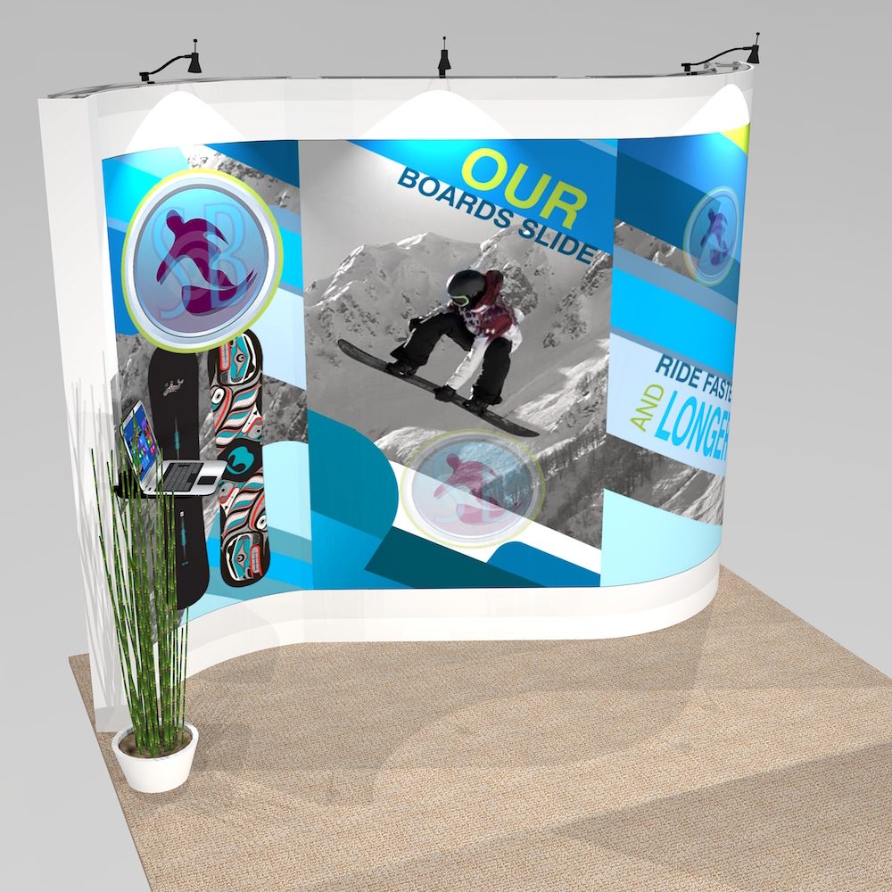 The SAU10 is an excellent tradeshow marketing investment. Showcase your company and products with amazing eye-catching graphics. Laptop shelf allows for a professional presentation to deliver an impactful message. View 2