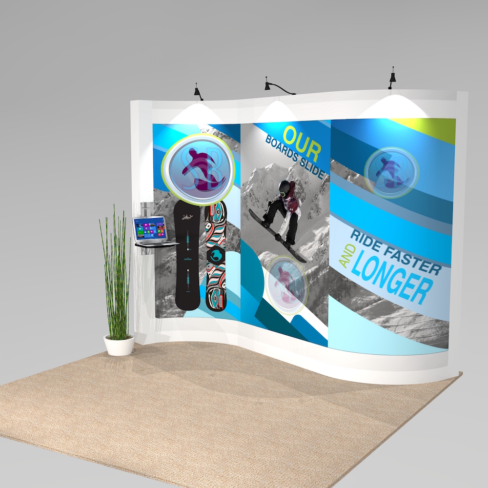 The SAU10 is an excellent tradeshow marketing investment. Showcase your company and products with amazing eye-catching graphics. Laptop shelf allows for a professional presentation to deliver an impactful message. View 3