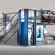 The TR3030 Double Decker trade show exhibit has an expansive 27 x 17 deck with 2 straight staircases on opposing sides to access the second story. Plenty of storage space located below the stairs and landings and a spacious upstairs Meeting or hospitality space.  View 4