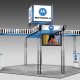 The VEN2020 is an open trade show design with bold graphics and lots of room for product display. Additional counters for storage, video screens and workstations are available as customizations. View 1
