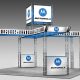 The VEN2020 is an open trade show design with bold graphics and lots of room for product display. Additional counters for storage, video screens and workstations are available as customizations. View 3