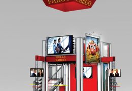 The VA2020 is a double deck trade show rental booth with two flat screens perfect for more in depth individual or theater style presentations Impress customers with a hospitality bar and open, inviting floor plan. View 3