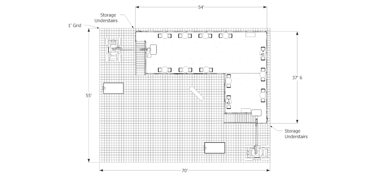 MC4060 Trade Show Multi-Level Double Deck 60 ft open design floor plan