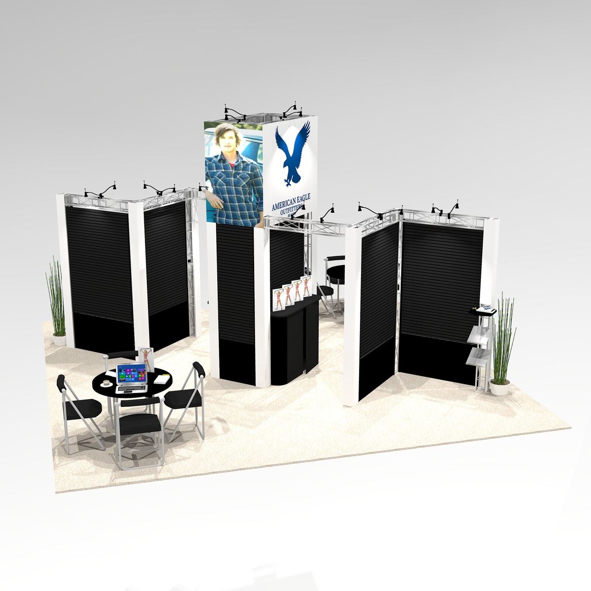 Slat wall Island trade show exhibit design ALA2020 Graphic Package A