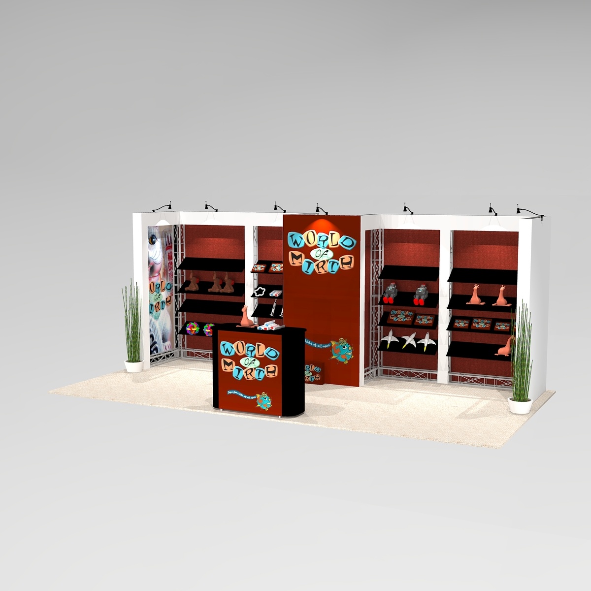 Recessed shelving trade show exhibit design MONT1020 Graphic Package B
