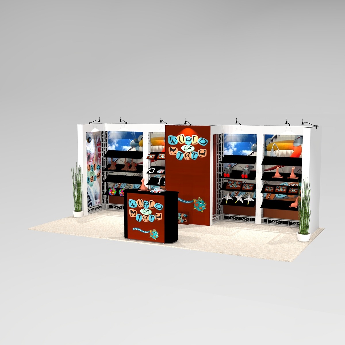 Recessed shelving trade show exhibit design MONT1020 Graphic Package C