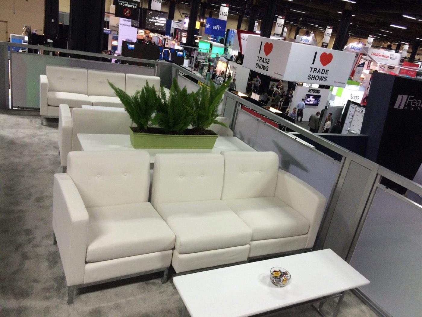 double deck trade show booth lounge seating