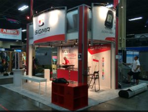20 ft island double deck trade show booth