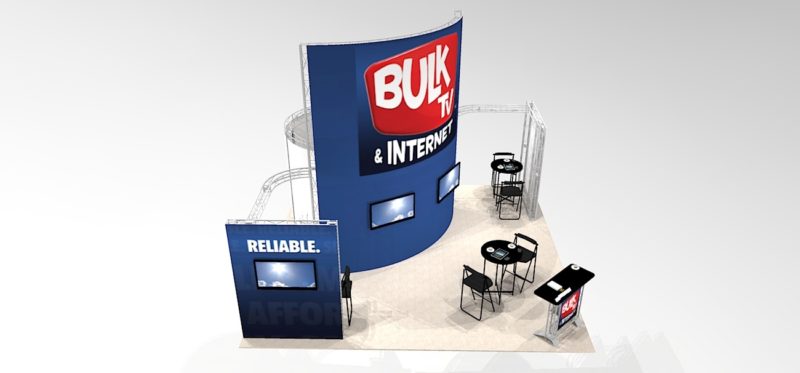 20x20 bulktv large graphic for signage with meeting areas create spacious exhibit