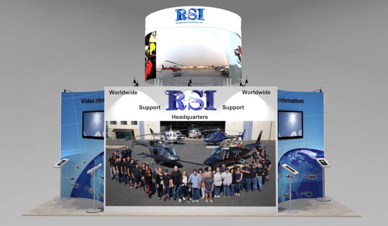 20x20 custom roto this custom looking exhibit features circular signage storage large format graphics and work stations
