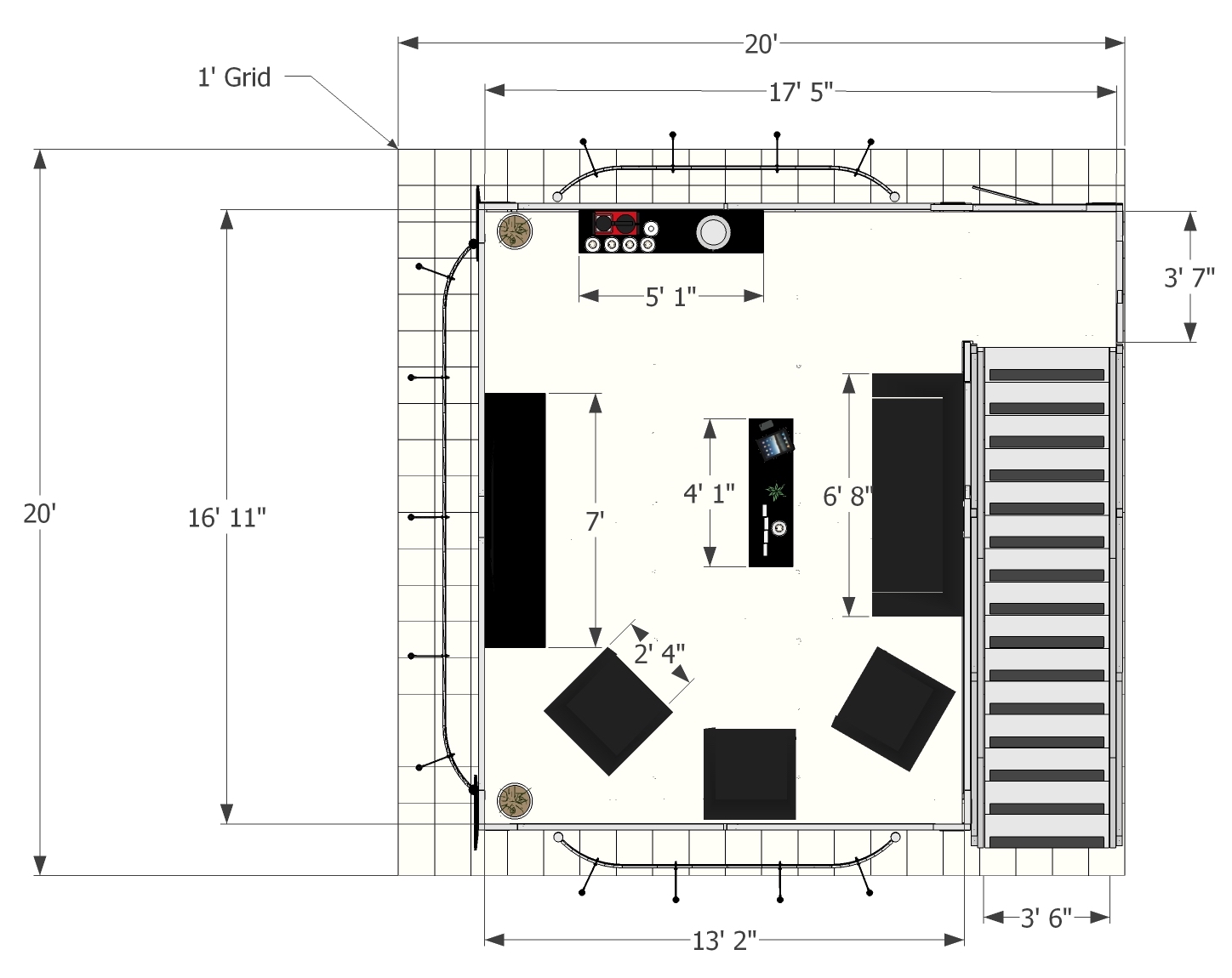 Floor plan for A2020 Multi-level trade show Exhibit Design A