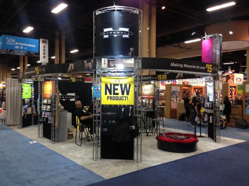 Slatwall And Open Floor Space Trade Show Island Booth Space Design