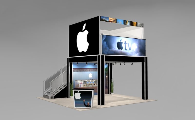 AE2020V3A-DD_Double Deck for 20 ft. Trade Show Space with Meeting Room and Large Logo Signs