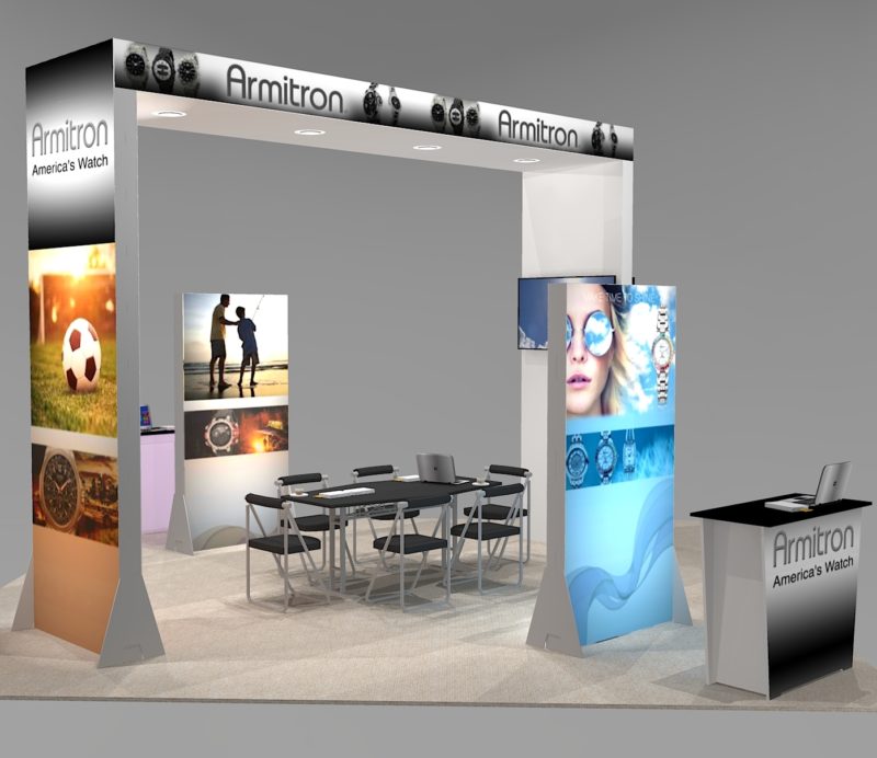 AR2020A-BL_Show Rental Exhibit for Island Booth Space has Central Meeting Area