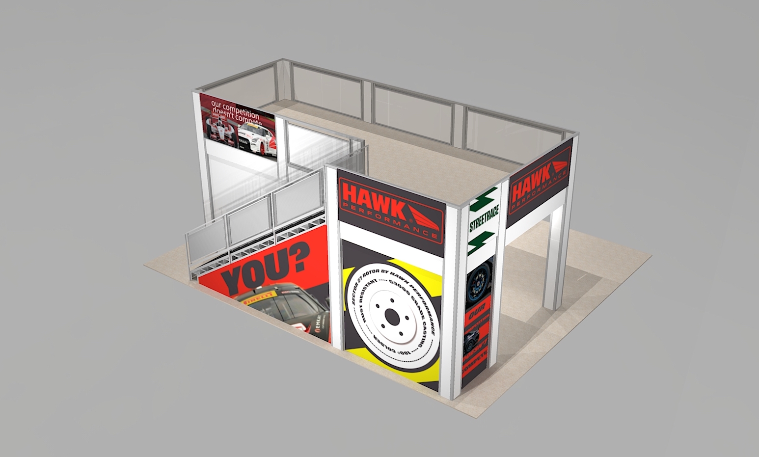 Two Story Trade Show Double Deck with lower level alcove