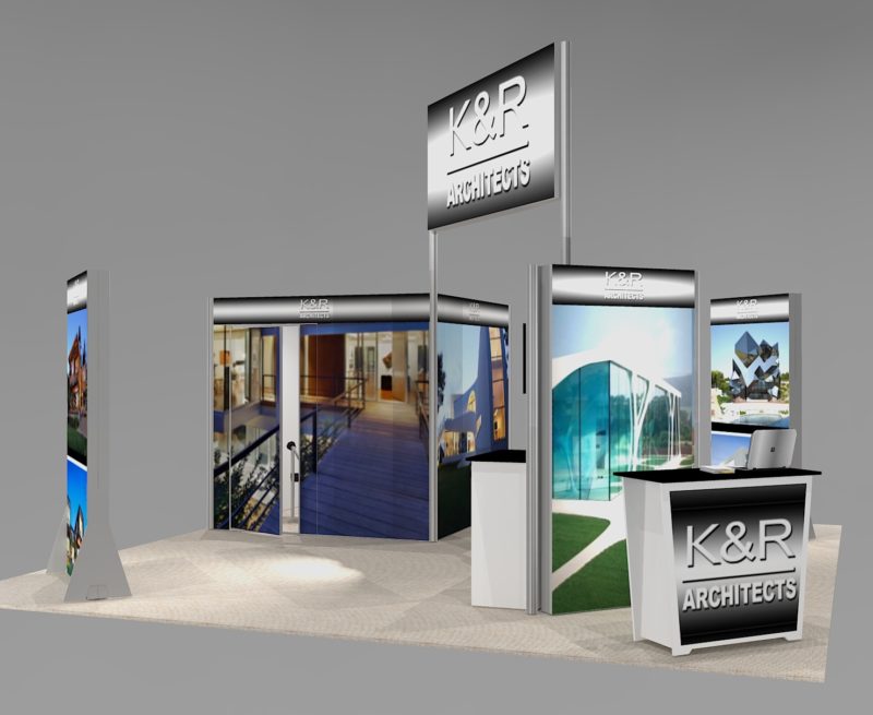 KR2020A-BL Open Floor Space Trade Show Island Booth Design