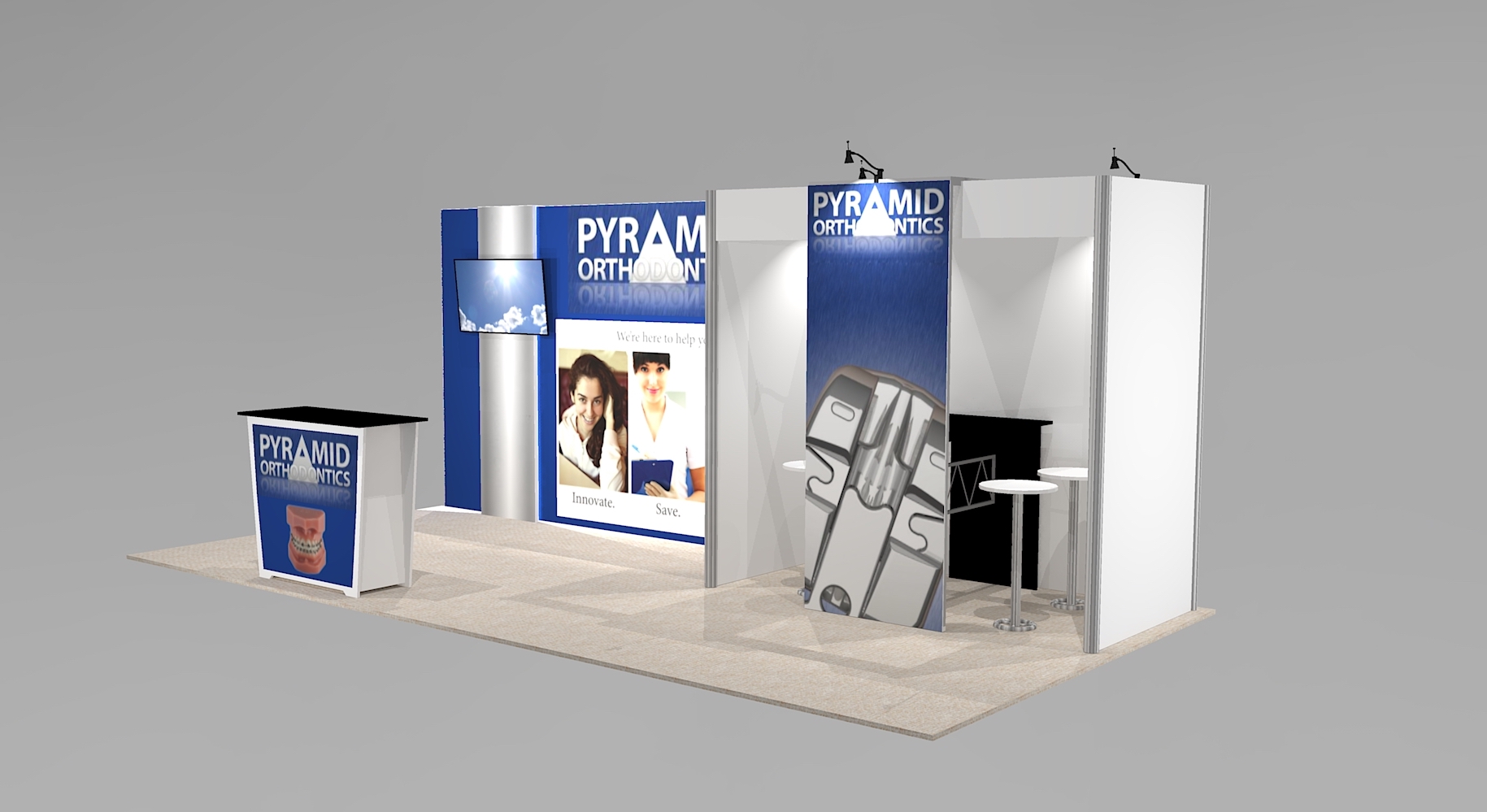 PO1020-BL-20 ft Trade Show Exhibit Rental with meeting space
