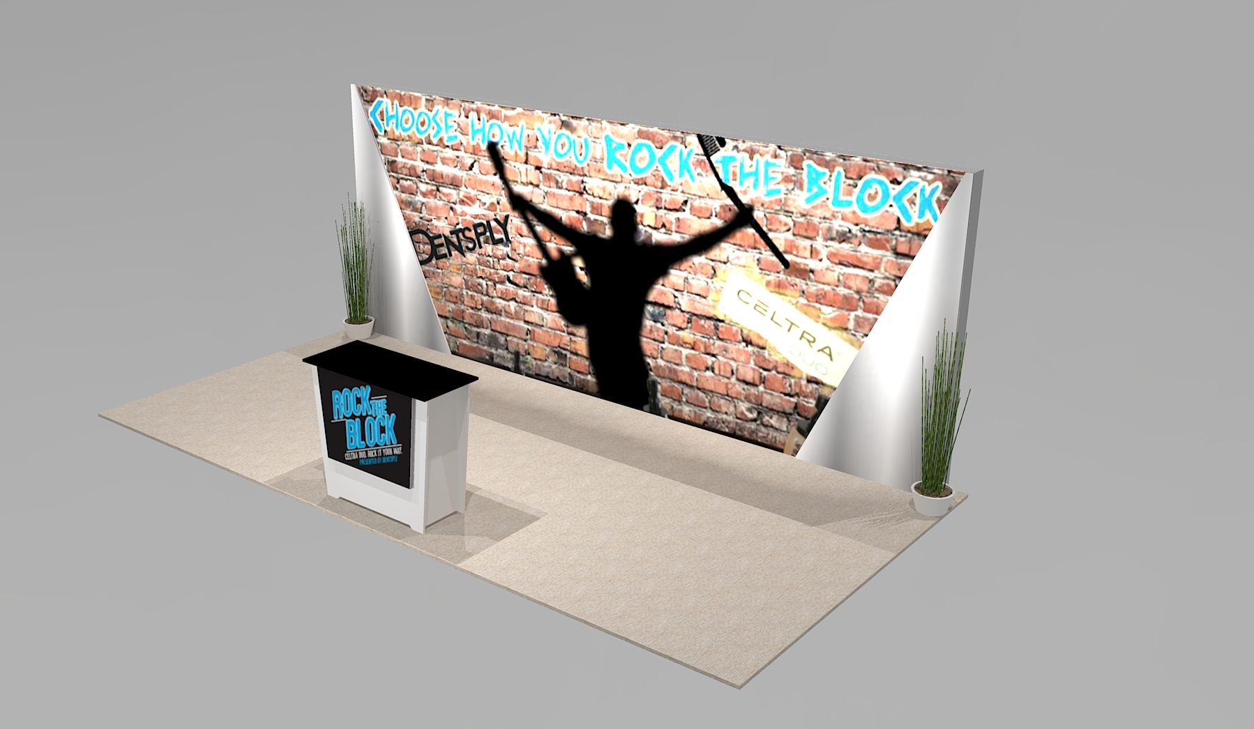 20 Ft. Backlit Trade Show Wall with Brushed Aluminum Accent Panels