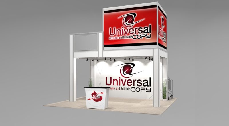 UC2020V3A-DD_Trade Show Double Deck with private meeting room for 20 ft. island