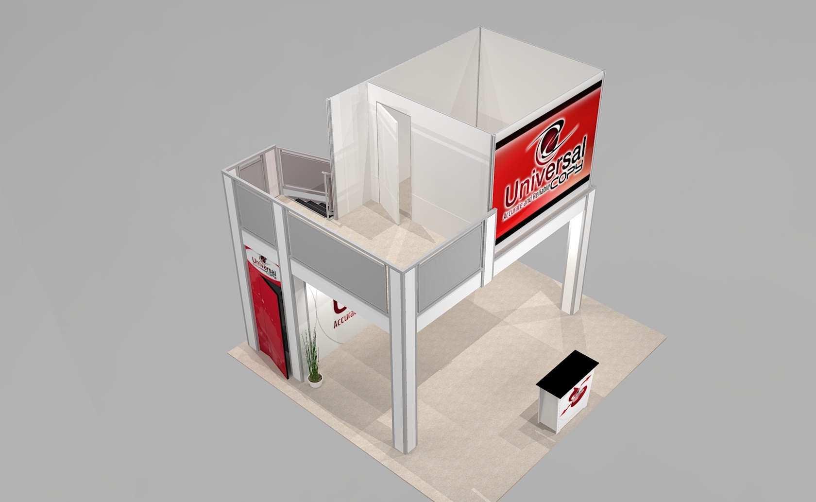 Trade Show Double Deck with private meeting room for 20 ft. island