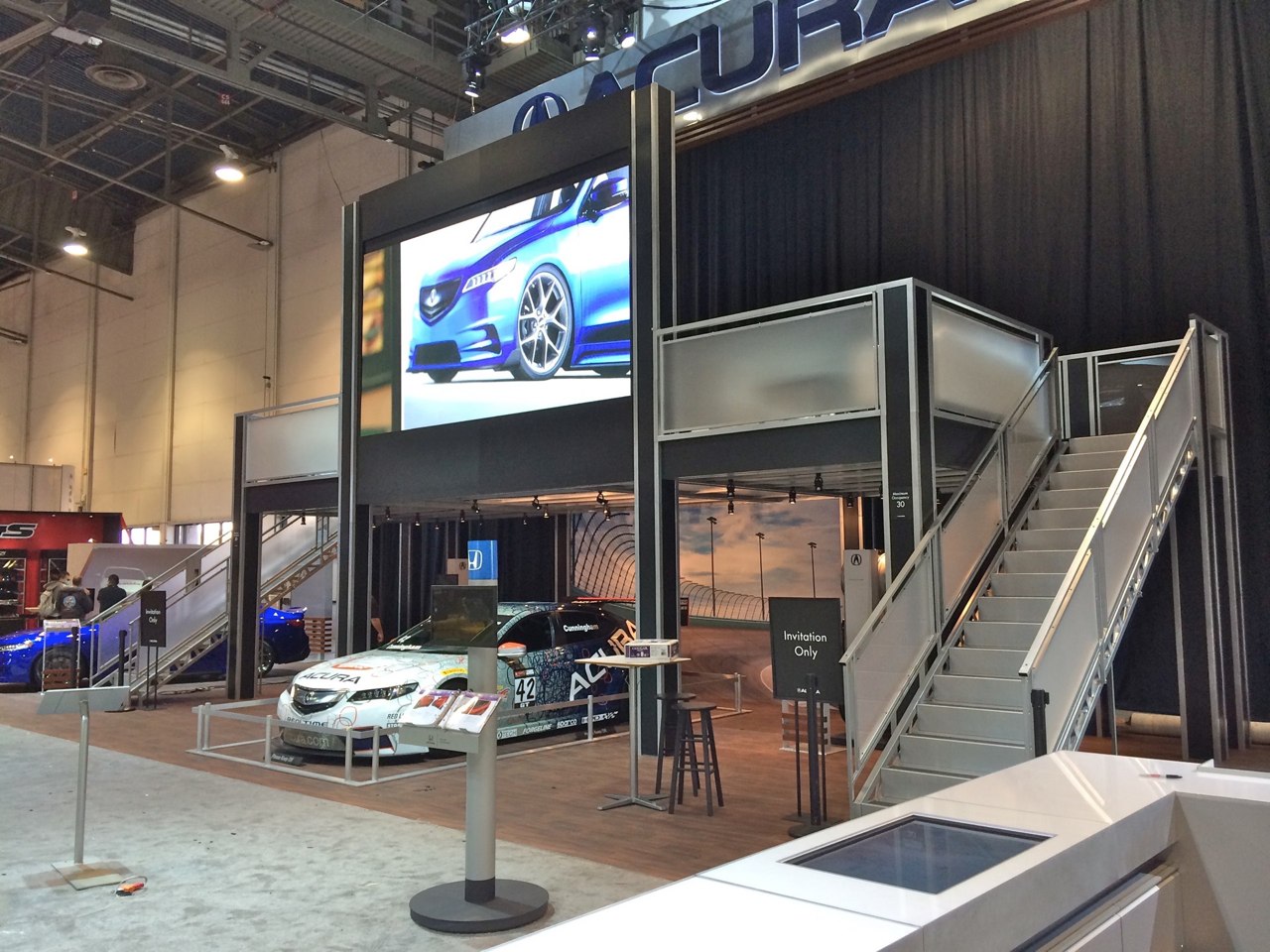 Large Two Story Trade Show Double Deck With Giant Flat Screen in Las Vegas Rental